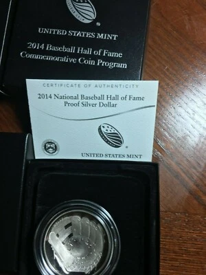  2014-P $1 Proof National Baseball "HALL of FAME SILVER DOLLAR, ALL GEM US MINT! - Image 1 of 4