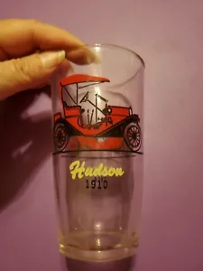 Vintage Hazel Atlas Glass, 1910 Hudson 1914 Stutz Car, Gas Promo, Advertisement - Picture 1 of 8