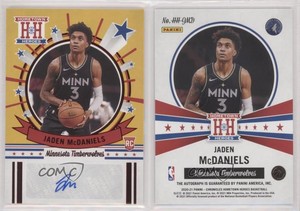 2020-21 Panini Chronicles Hometown Heroes Red Jaden McDaniels Rookie Auto RC