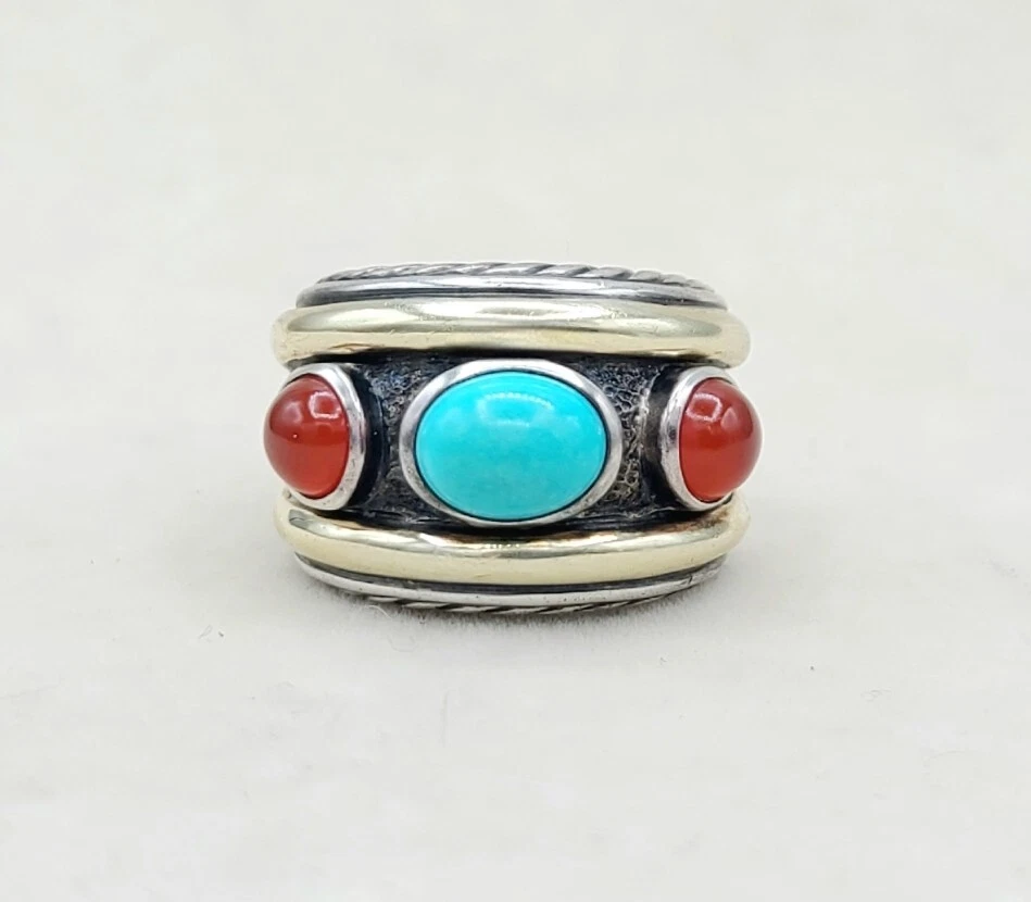 Anillo Renacentista David Yurman con Cornalina Turquesa y Oro Foto 1 de 1