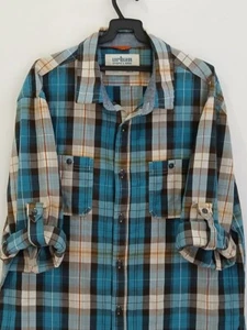 Vintage Shirt Men URBAN Long Sleeve Cotton Multicolor Size Large, Squares Nice - Picture 1 of 8
