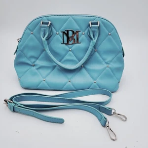 Light Blue~Badgley Mischka Silver Studded~Quilted~Dome Satchel - Picture 1 of 13