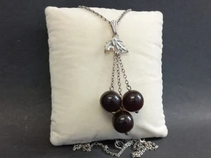 Soviet Vintage Sterling Silver Pendant Amber and Chain 925,Rare USSR Jewelry - Picture 1 of 10