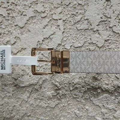 Cinturón reversible para mujer Michael Kors blanco/marrón con logotipo talla XL Foto 1 de 4