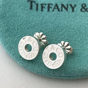 Tiffany & Co. 1837 Kreis Runde Ohrstecker Piercing Silber 925 mit Box - Bild 1 von 9