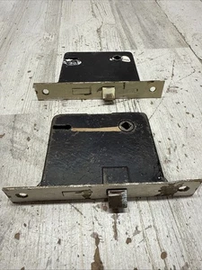 Antique Brass Mortise Locks Set Of 2 - Picture 1 of 6