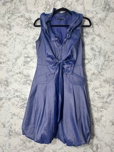 Samuel Dong Vestito Donna Blu Bolla Collo Increspato Tg S - Foto 1 di 6