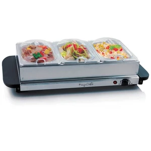 MegaChef 3 Section Buffet Server & Food Warmer Silver (936103786M) - Picture 1 of 8