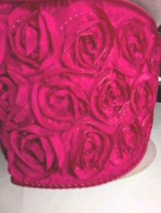 3D Roses Floral Wired RIBBON 4” Wide 5 Yards Hot Pink Holiday Wedding Christmas  - Picture 1 of 7