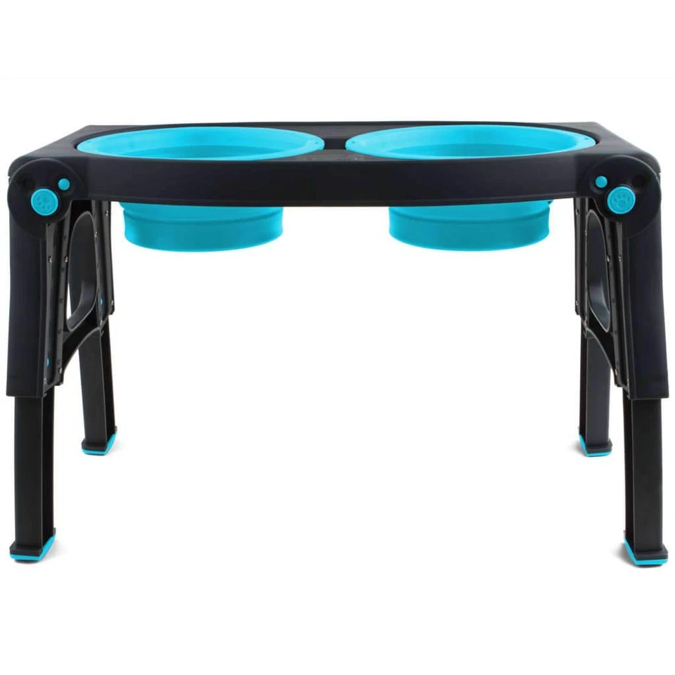 Popware para Mascotas Altura Ajustable Doble Alimentador para Mascotas, Gris/Azul, (PW120432312) Foto 1 de 3