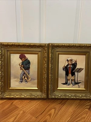 ARTIST G. ROSE Set of 2 BLACK AFRICAN AMERICAN BOY’S Framed 8 X 10 LITHOGRAPH - Image 1 of 4