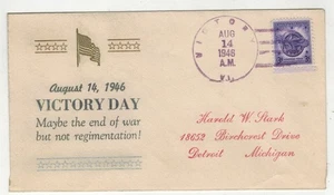 WW2 Patriotic 1946 RARE LINTO VICTORY DAY VICTORY VT PURPLE CANCEL ONLY 12 MADE - Picture 1 of 2