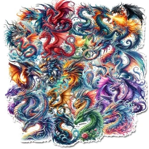 10 Fantasy Dragon Stickers Laptops Notebooks Journals Glossy Scrapbooking - Picture 1 of 3