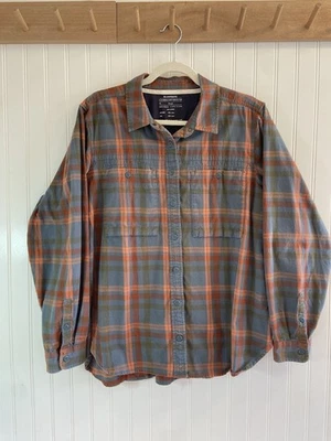Camisa REI Franela Abotonada Algodón Manga Larga Suave Cálida Azul Óxido Wms 1X Foto 1 de 4