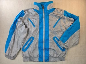 L Vintage Ellesse Hong Kong Nylon Lined Windbreaker Jacket Blue Gray 80s - Picture 1 of 14