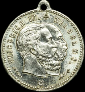 PREUSSEN: Zink-Medaille oJ. KAISER FRIEDRICH III - WILHELM I - IN TREUE FEST. - Bild 1 von 2