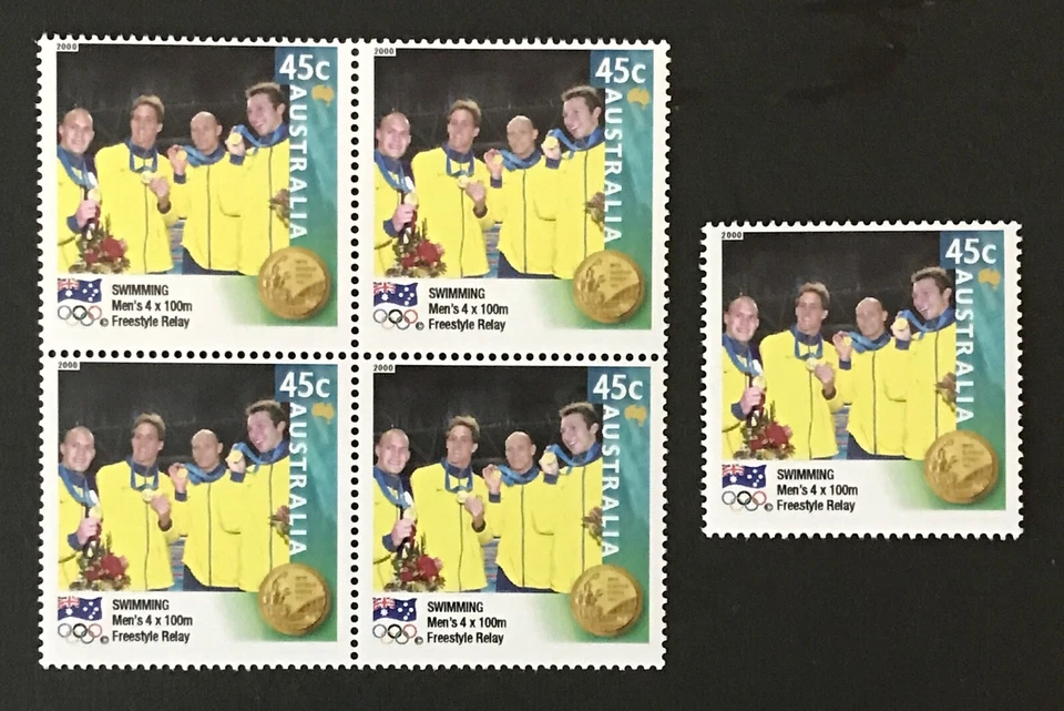 Australia - Juegos Olímpicos 2000 - Natación - Bloque de 4 más individuales - MNH (C) Foto 1 de 1