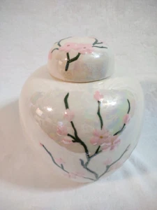 Rare pot de gingembre extra large unique en son genre fleurs de cerisier opalescentes nacrées - Photo 1/6