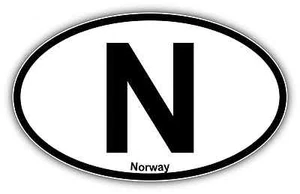 Norway Vehicle Country Code Oval Car Bumper Window Sticker Decal 6"X4" - Picture 1 of 1