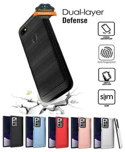 For Motorola Moto G Power 2022 Brushed Texture Carbon Fiber Hybrid Case Cover - Picture 1 of 36