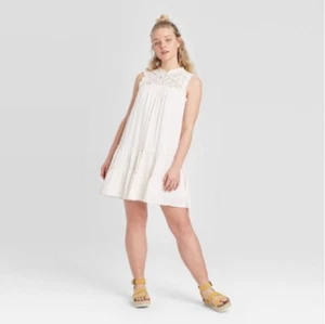 Women's Sleeveless Lace Detail Tiered Dress - Xhilaration - Ivory - L - C238 - Bild 1 von 2