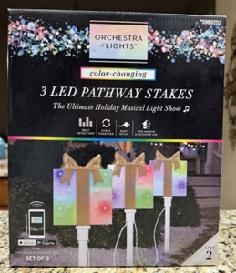 Gemmy Orchestra of Lights 3 LED Pathway Markers Stakes Christmas Gifts Presents - Picture 1 of 17
