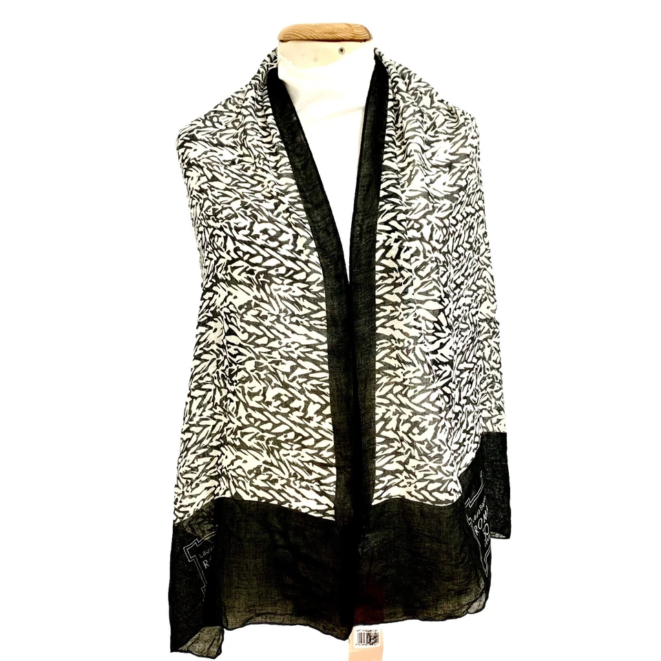 WTG LAURA BIAGIOTTI CAMOUFLAGE BLACK RECTANGLE POLYESTER scarf  64/19 in #A44 - Image 1 of 4