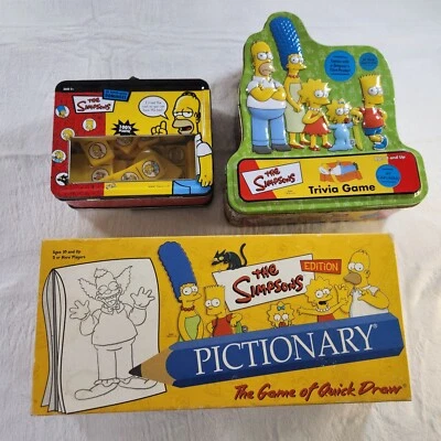 The Simpsons game bundle x3 : Simpsons Trivia, Dominos, & pictionary READ - Image 1 of 4