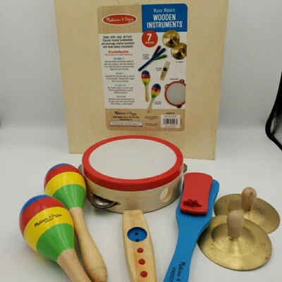 Melissa & Doug Music Makers 7 piezas Juego de instrumentos de madera maracas platillos castañuela Foto 1 de 4