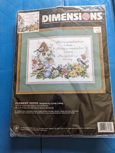 New Dimensions Stamped Cross Stitch Kit Flowery Verse Family Love Home #3160 - Picture 1 of 2