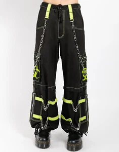 Men's Biohazard Zip Goth Punk Black Lime Pants - Bild 1 von 5