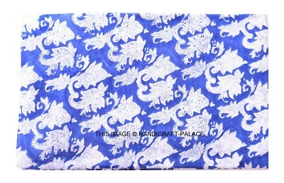 Tela de costura de gasa de algodón estampada a mano india para correr 3 yardas Foto 1 de 3