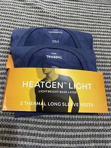 M&S  Men’s 2 Pack Heatgen Lightweight Thermal Long Sleeve Vests(blue) Size S