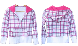 KARO-STYLE Sweat-Jacke mit Kapuze, Zip, Baumwolle, pink-kariert,div.Gr.:116-164 - Bild 1 von 1