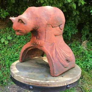Cat roof finial half round ridge tile frost proof stone ornament original design - Picture 1 of 13