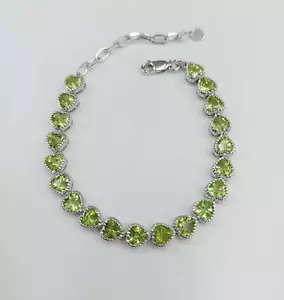Natural Peridot Heart Tennis Bracelet 5mm 925 Sterling Silver, August Birthstone - Picture 1 of 5