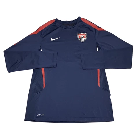 Nike Team USA Soccer Jersey Long Sleeve Shirt Men’s Medium Blue Dri-Fit Cover