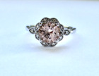 Emmy London 18ct Gold Morganite Diamond Engagement Dress Ring White Gold Size L