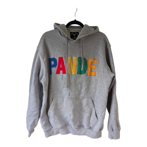 VETEMENTS Felpa con cappuccio con logo Pandemonium da uomo taglia large pullover grigio tasche maniche lunghe