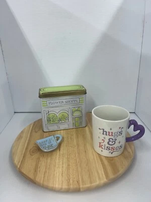 Mug “Hugs and Kisses”, Novelty Tin And Spoon Rest “Drop It Like It’s Hot” - Image 1 of 4