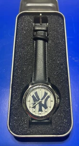 NEW YORK YANKEES Game Time MLB Mens WATCH Stainless w/Black Leather NIB Vintage - Picture 1 of 5
