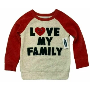 NWT Old Navy 3T Red Heart Love My Family Valentine Sweatshirt - Picture 1 of 7