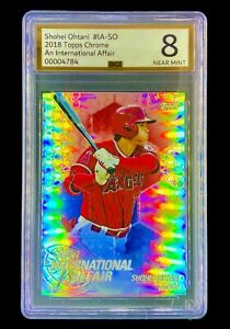 SHOHEI OHTANI ROOKIE REFRACTOR Topps Chrome 2018 Non Auto GRADED 8 - ANGELS