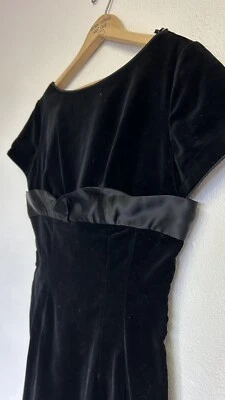 Vintage Sue Brett Velvet Dress 1960s Cocktail Formal Black Dress - Image 1 of 4