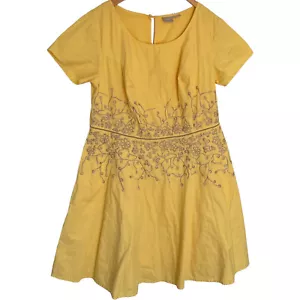eShakti besticktes A-Linie Fit Flare Kleid 2x gelb bestickt Retro 50er Look - Bild 1 von 5