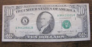 1988 TEN DOLLAR A SERIES MISALIGNED BIRTHDAY NOTE + 3 PAIR A 94418921 B - Picture 1 of 3