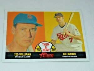 2007 TOPPS HERITAGE - THEN AND NOW TED WILLIAMS & JOE MAUER TN3
