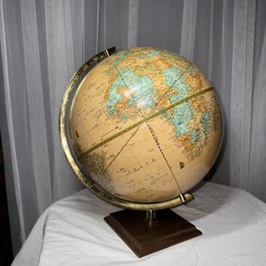 Vintage Cram's Imperial World Globe Bronze 12” Diameter Wood Base Made in USA - Picture 1 of 15