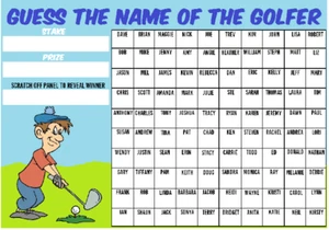 A3 GUESS THE NAME OF GOLFER SCRATCHCARD Golf 100 Players Sport Game Scratch Card - Picture 1 of 1