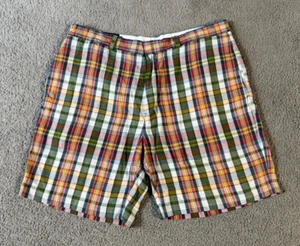 DC & Co Lincs Men's Plaid Silk & Linen Flat Front Chino Bermuda Shorts - Size 40 - Picture 1 of 5
